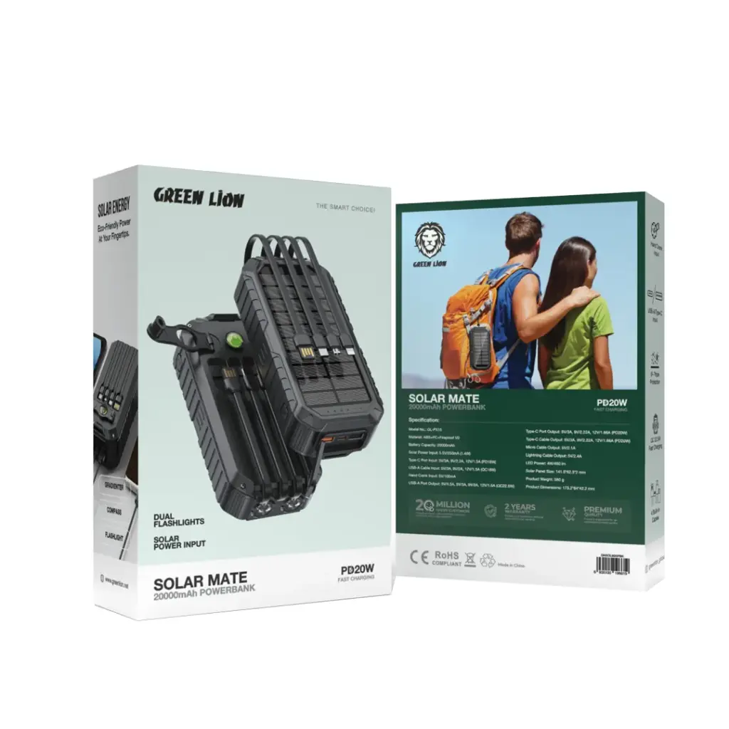 پاوربانک خورشیدی 20000 گرین لاین Green Lion Solar Mate Power Bank 20000mAh - Image 2